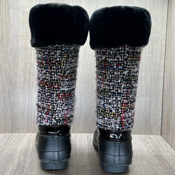 INC International Concepts Winter Boots Women Size 6 Tweed Faux Fur Lined Black - Picture 4 of 12